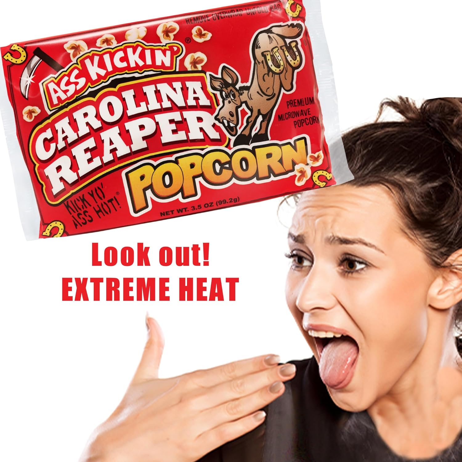 KICKIN&rsquo; Carolina Reaper Pepper Microwave Popcorn - Spicy Snacks - Pack of 3 - Ultimate Spicy Gourmet Gift Popcorn - Makes a Great Movie Theater Popcorn or Snack Food - Try If You Dare!
