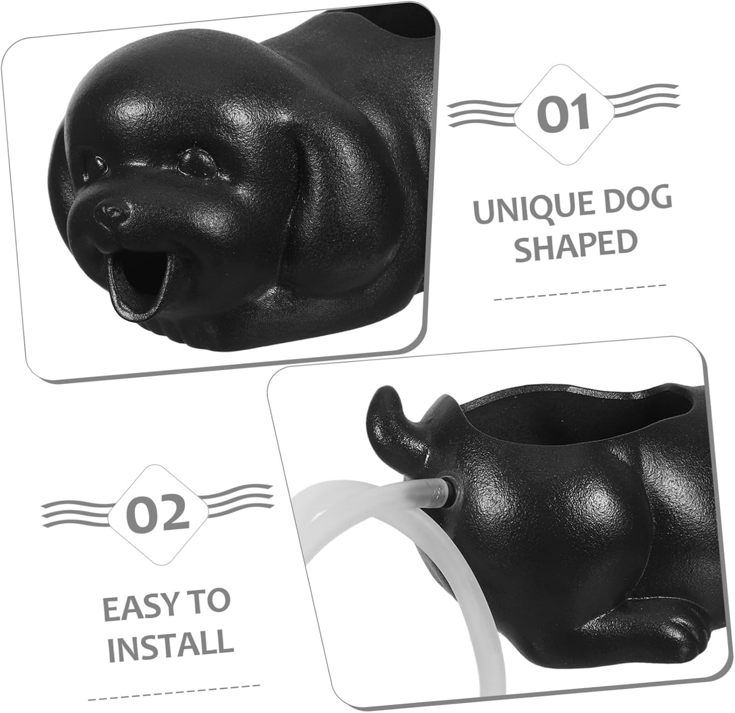 COHEALI Ceramic Table Fountain Outdoor Water Feature Decor Bonsai Fountain Decorative Jar Aquarium Decor Pond Water Feature Black image number 2