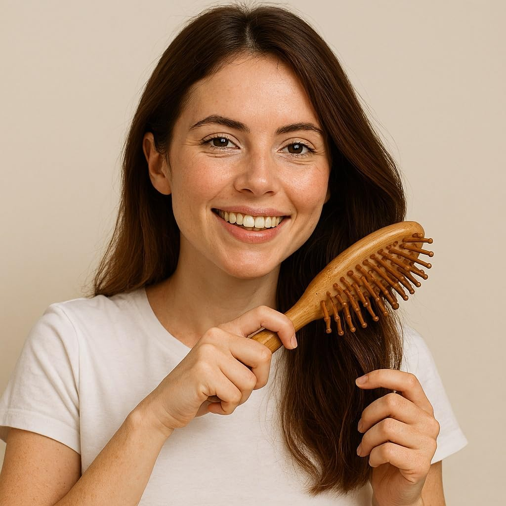 Hair Styling Set Bamboo Brushes 2 Clips 8 Silk Scrunchies in Assorted Colours image number 3