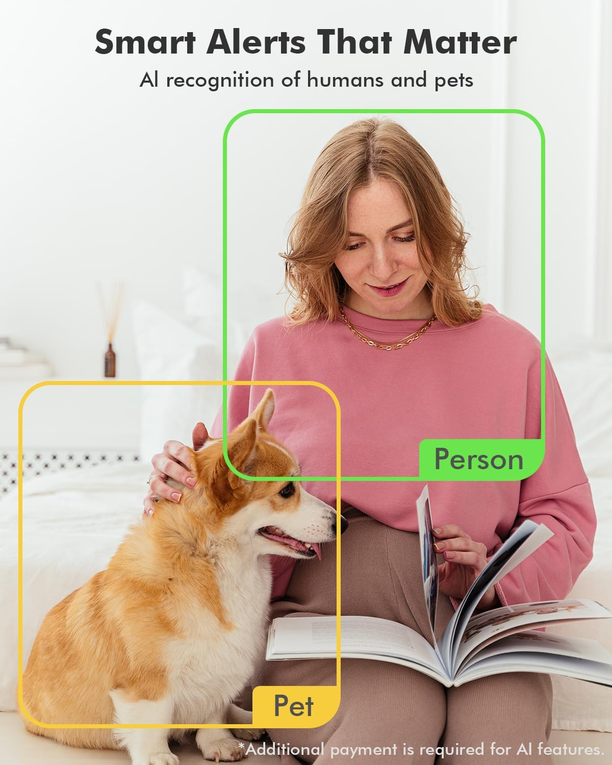 Dzees Pet Camera Indoor Security Camera No Subscription, 2K 360&deg; Wifi Camera, Wired Dog Pet Camera with Phone App, Magicpix Night Vision, Calls, 2-Way Audio, 24/7, Motion Tracking, Privacy, 2.4Ghz image number 1