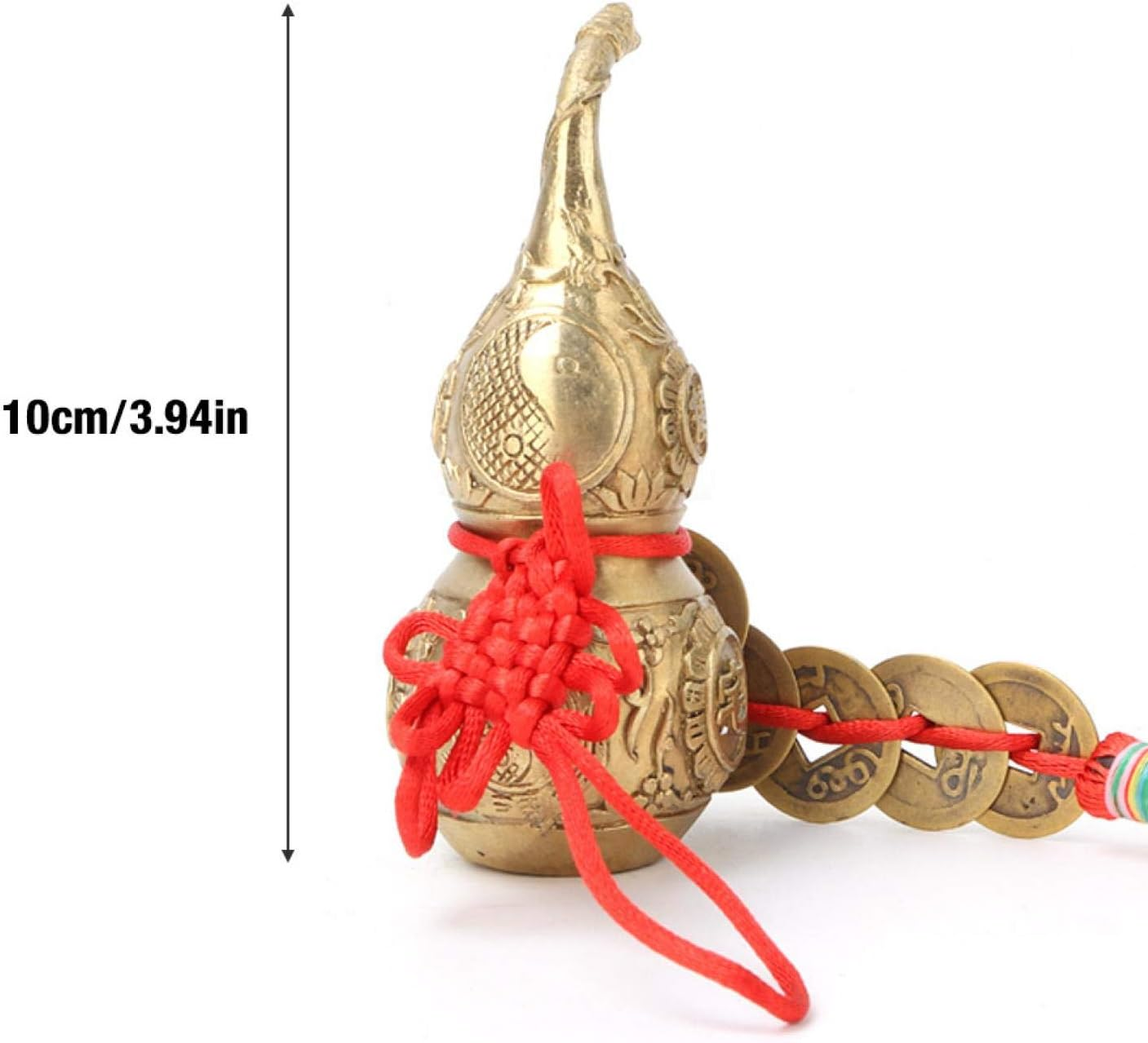 Brass Good Luck Wu Lou Cucurbit Statue Feng Shui Hu Lu Gourd Treasure Peaceful Collectible Figure for Taoist Housewarming Gifts Home Office Car Decoration Ornament Garden Decor Health Prosperity image number 6