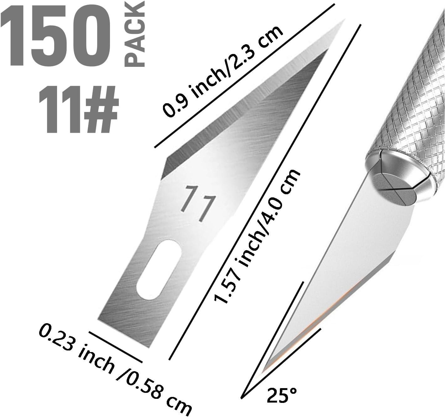 LONGCHANX 150 PCS Exacto Knife Blades 11 Hobby Blades Set #11 Hobby Knife Replacement Refill Cutting Tool Blades Exacto Blades for Craft, Hobby, Scrapbooking, Stencil image number 4