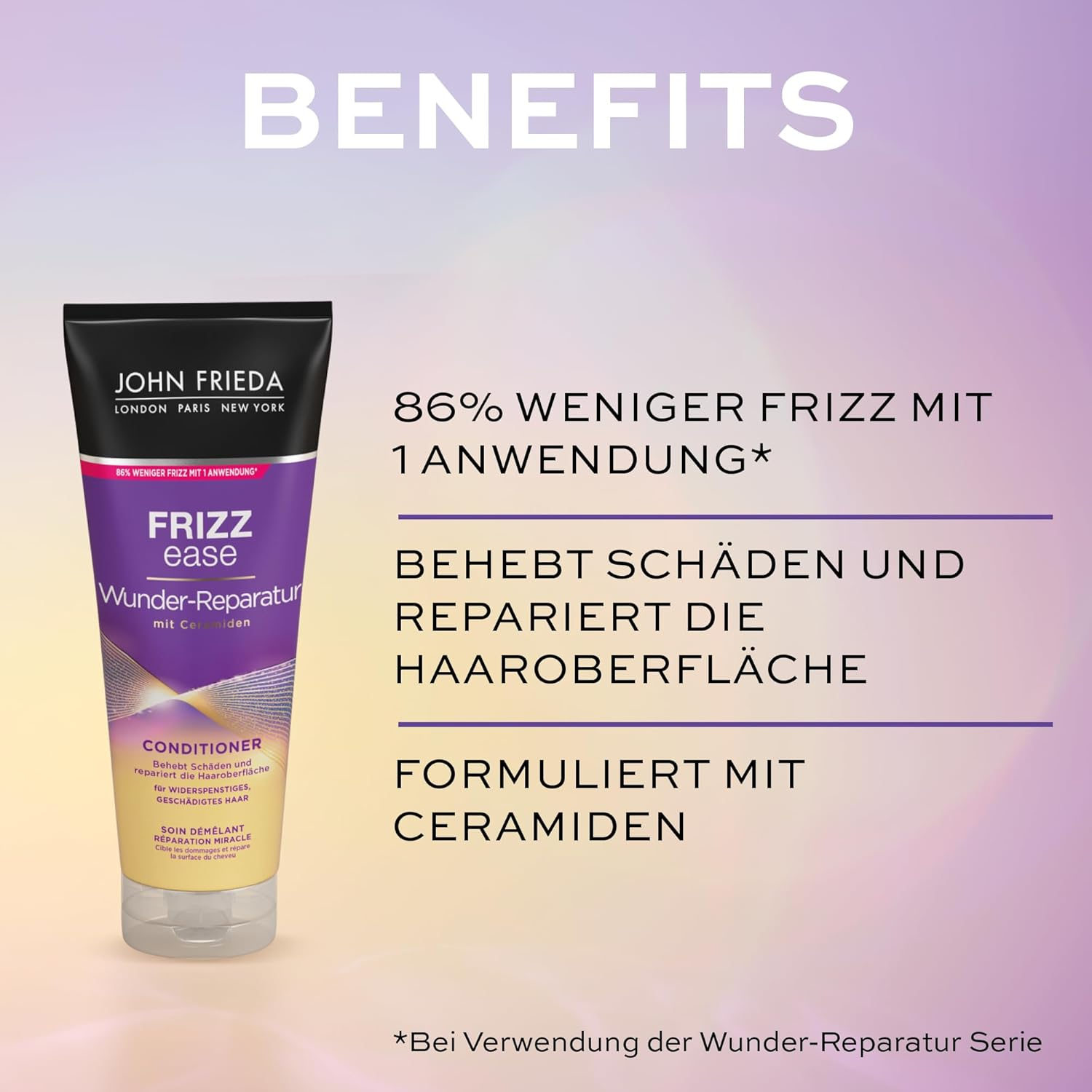 John Frieda Frizz Ease Wonder Repair Value Kit - Shampoo, Conditioner, Instant Care Spray and Megrhythm Eye Mask - Feel-Good Program for Home image number 6