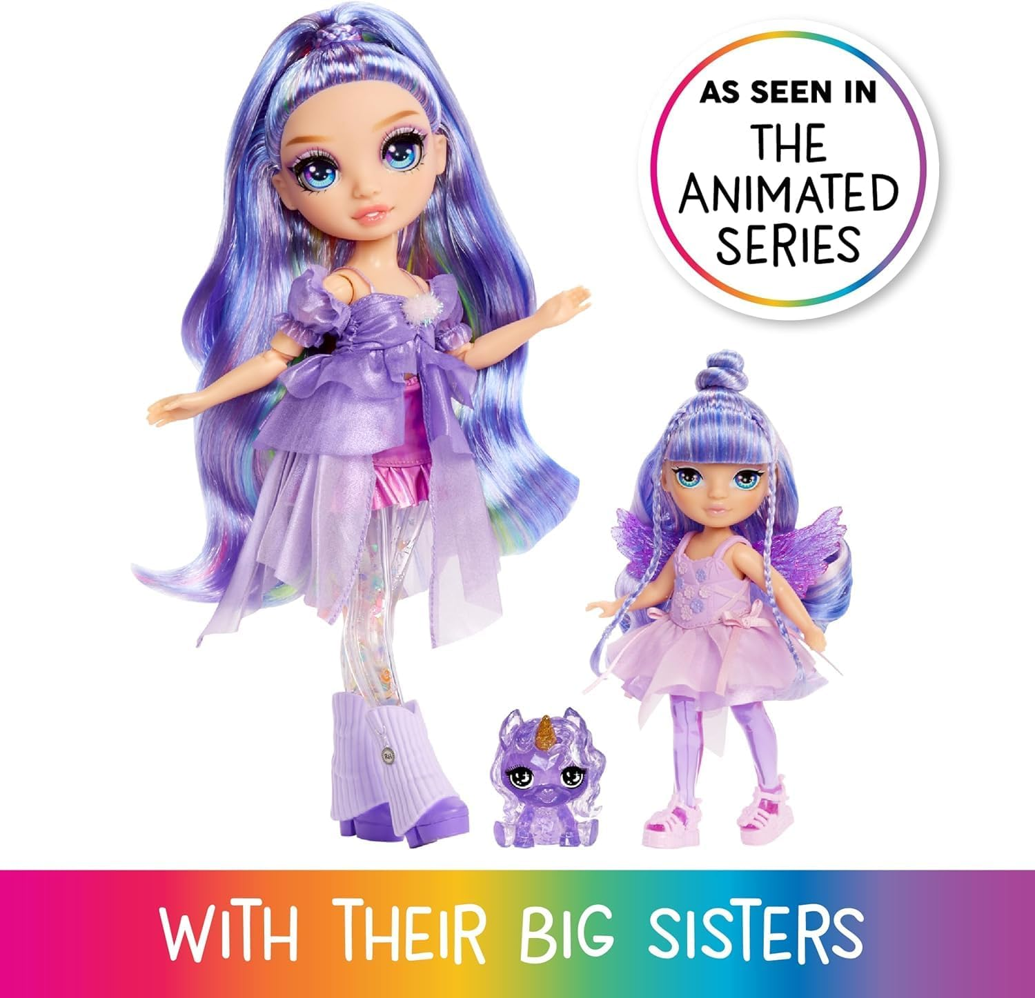 Rainbow High Littles Rainbow Fantasy Fairies + Pet &ndash; Amethyst, Purple 5.5" Posable Small Doll & Fantasy Pegasus Unicorn Pet with Interchangeable Fairy Wings, Kids Gift 4+ image number 4