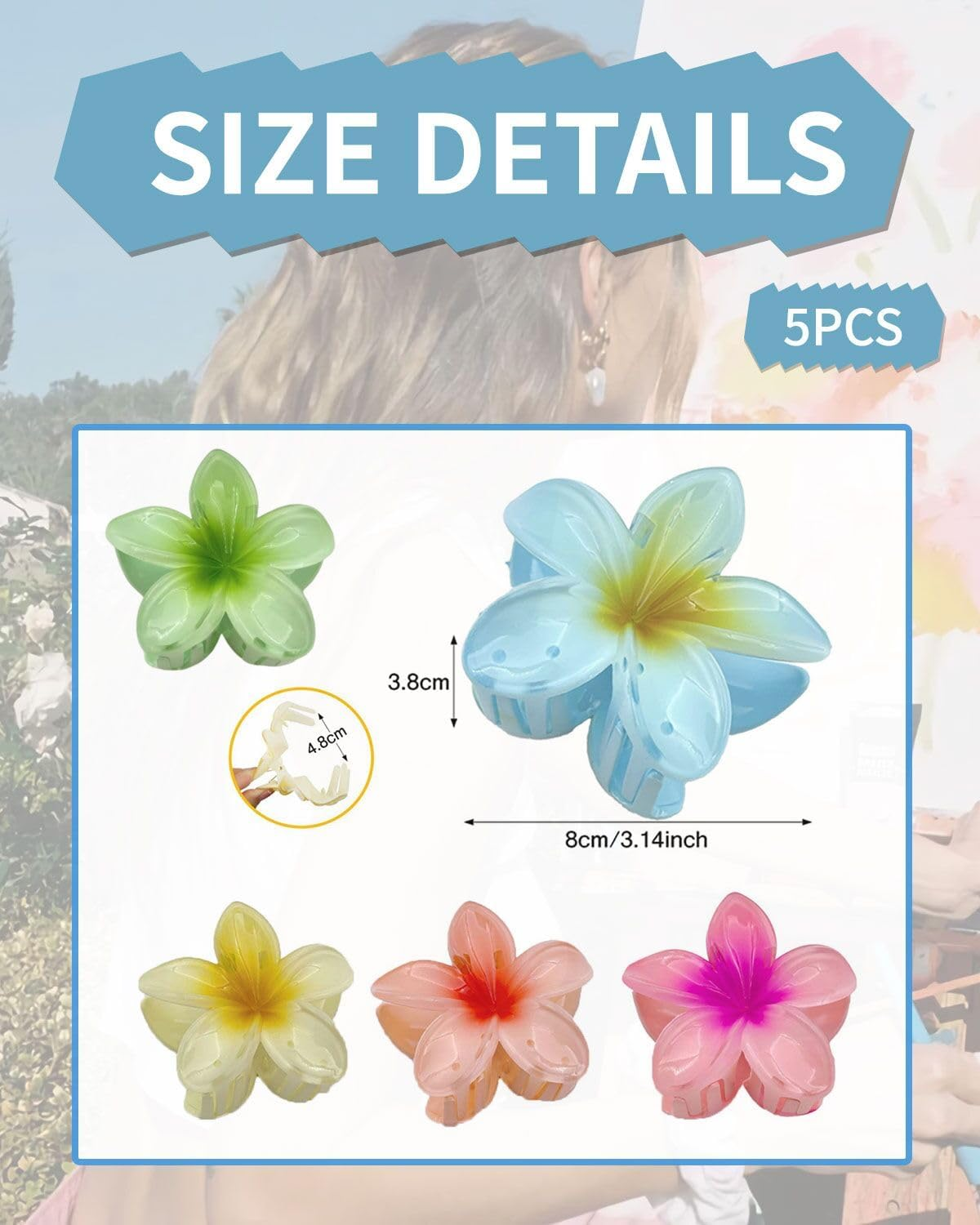 KGDUYC Hawaii Hair Clips Flowers 4 Pieces Hair Clip Beach Flowers Hair Clip Headpiece for Girls and Women Beach Party Pool Holiday image number 1