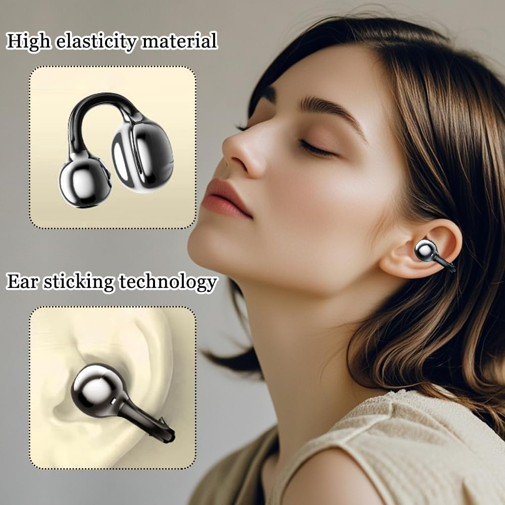 Horuili&reg; Open Bluetooth Headset, Wireless Ear Clip Headphones, Wireless Bluetooth 5.4, Open Ear Bluetooth Headphones, Noise Reduction, Dynamic Equalizer, 3D Sound image number 2