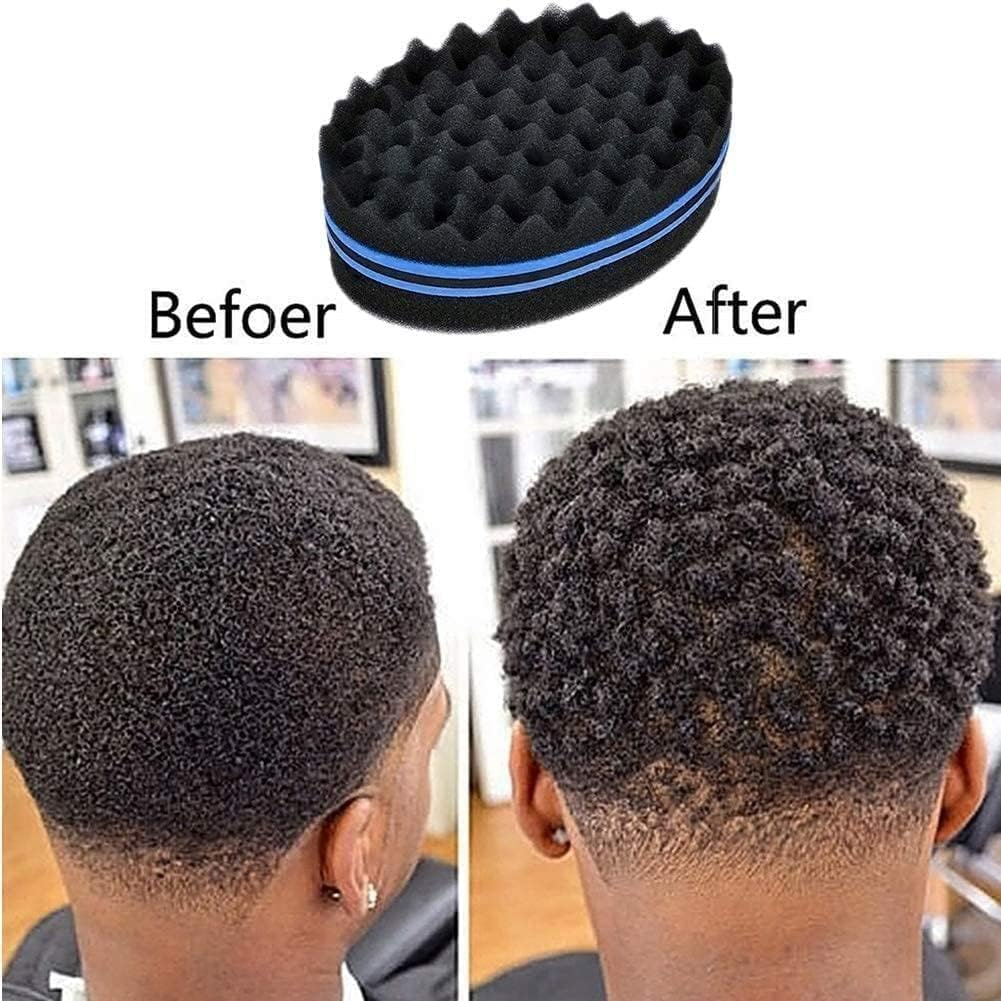 1Pc Black Magic Barber Sponge Brush Curl Twist Hair Sponge Big Holes Double-Sided Comb Twist Hair Wave Brush Afro Curling Coil Care Dreads Locking Suitable for Curly Brushes Styling Hairbrushes image number 3