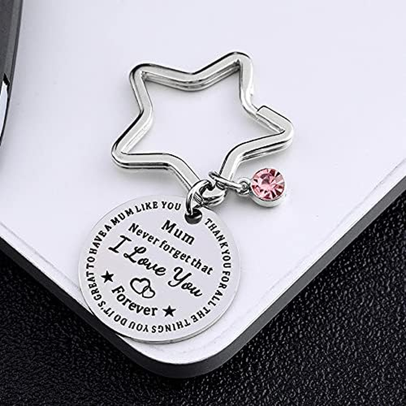 Mother'S Day Birthday Gifts for Mom Mother from Daughter Son Mum Never Forget That I Love You Forever Keychain for Mother Mom Mommy Xmas Gift Keyring for Mama Mum image number 1