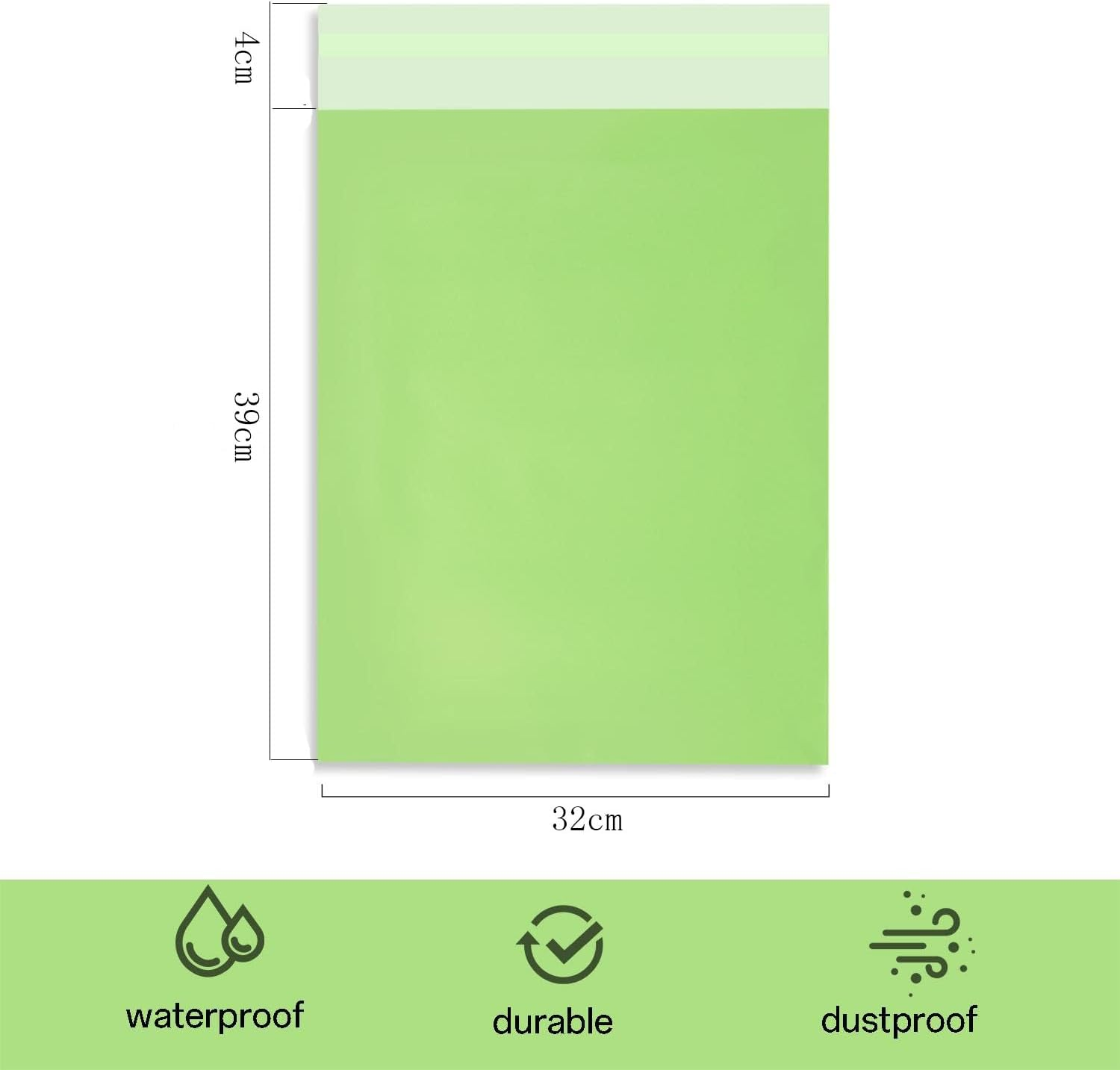 Poly Mailers 32X39 CM 100Pc Shipping Bagsn for Small Business Mailing Envelopes for Clothing,Self Seal Shipping Envelopes Waterproof Poly Bags Durable Packaging Bags Light Green image number 6