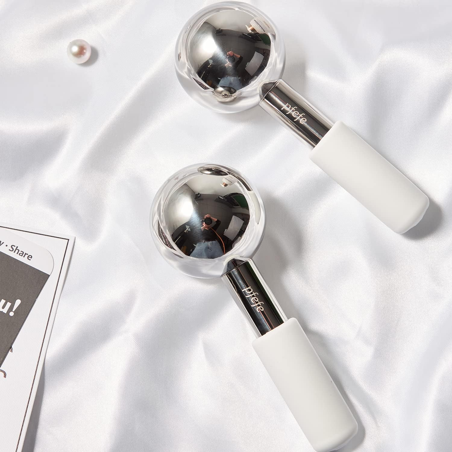 Pfefe Ice Globes for Face & Eyes, Unbreakable Stainless Steel Cryo Sticks for Beauty Routines, Facials Cold Roller Cooling Globes for Puffiness, Wrinkles, Dark Circles, Headaches image number 4