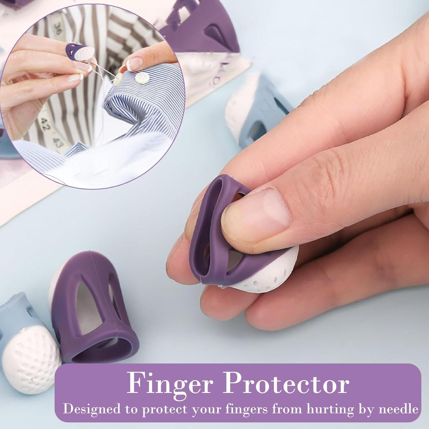 10Pcs Silicone Finger Thimbles,Soft Silicone Sewing Thimbles,Silicone Finger Thimble Sewing Thimble,Silicone Thimble Finger Tips Sewing Thimble,Sewing Thimble Silicone Sewing Thimble Finger Protector image number 2