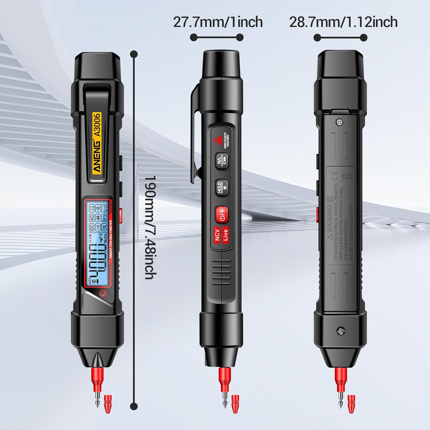 FUNFANG A3006 Pen Type Digital Multimeter 4000 Count AC/DC Voltage Tester Zero Fire Line Detector Resistance Capacitance and Diode Testing Electric Tools Standard Configuration image number 4