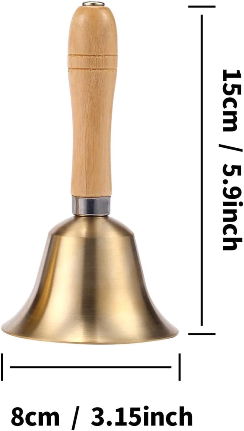 Super Loud Brass Hand Bell with Wooden Handle,Ling-Luo 3.15 Inch Call Bell for Kids and Adults, Perfect for Weddings, Christmas, School, Service, Games, Pet Training, Alarm or Dinner Bell image number 3
