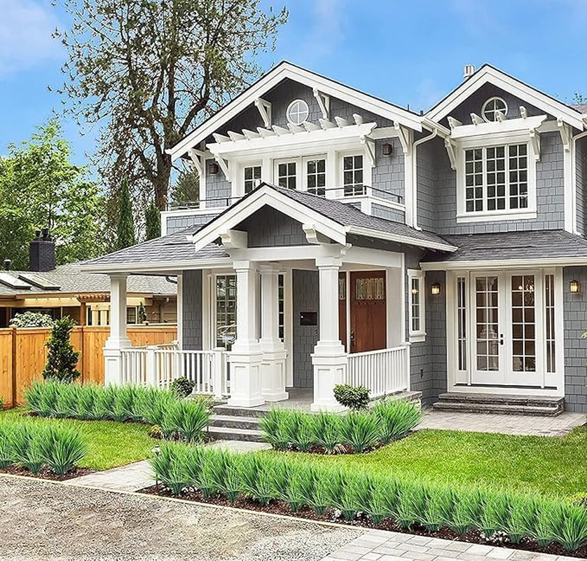 18PCS Outdoor Artificial Grass Faux Plants Spring Summer Decorations, UV Resistant Bulk Realistic Fake Bushes Grass Plastic Greenery Shrubs Front Porch Patio Garden Window Box Home Decor Arrangement image number 1