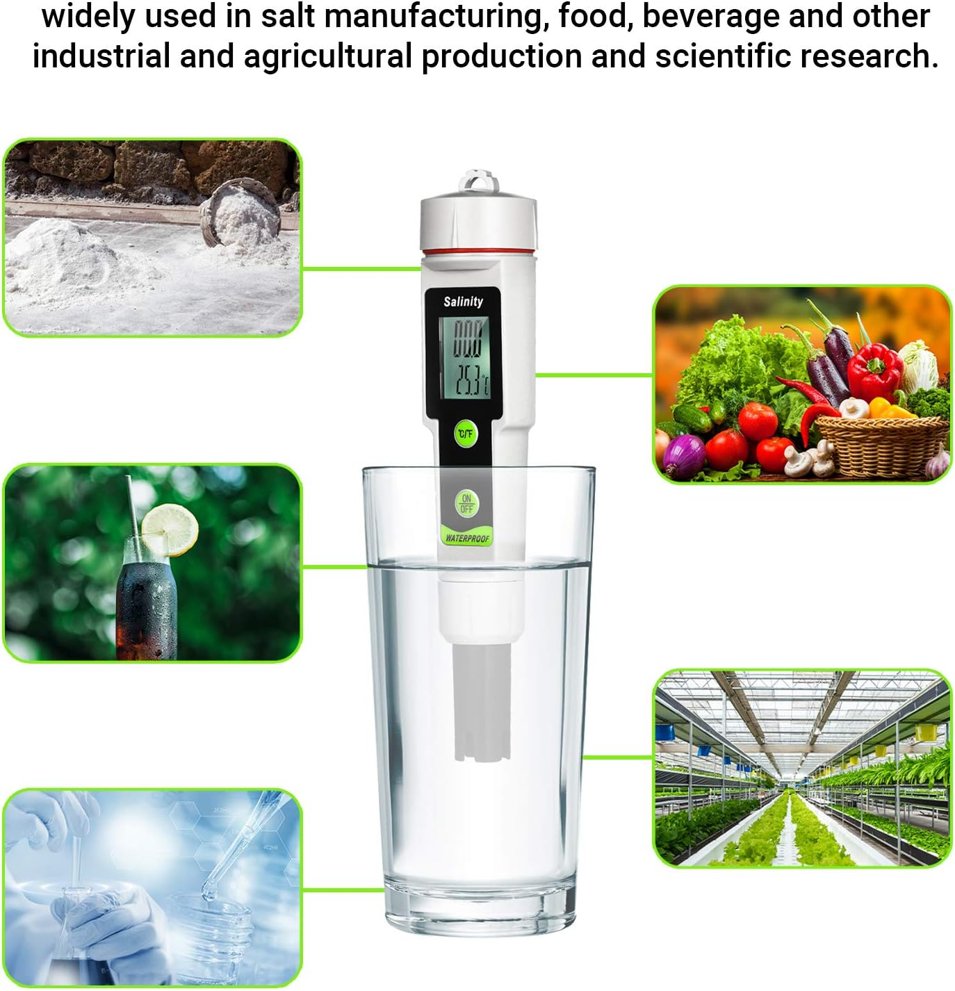 Salinometer Waterproof Salinity Test 2-In-1 Salinity & Temperature Meter Portable Salinity Meter Salimeter Type Salinograph 0~199.9Ppt Range -50~70℃ Temperature Meter ℃/℉ Conversion Beverages image number 4
