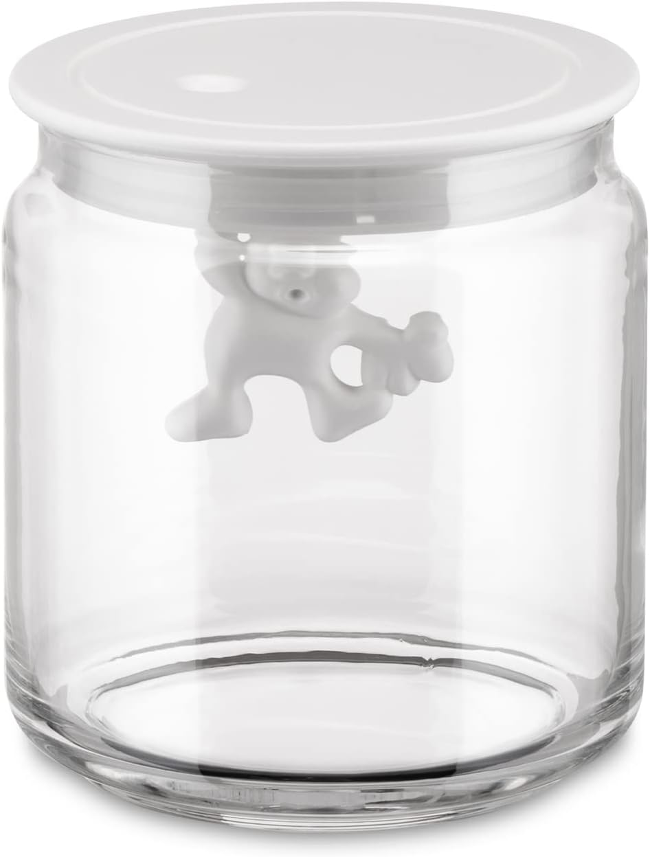 Alessi Gianni Glass Kitchen Box with Lid, White, 12 Cm Height image number 6