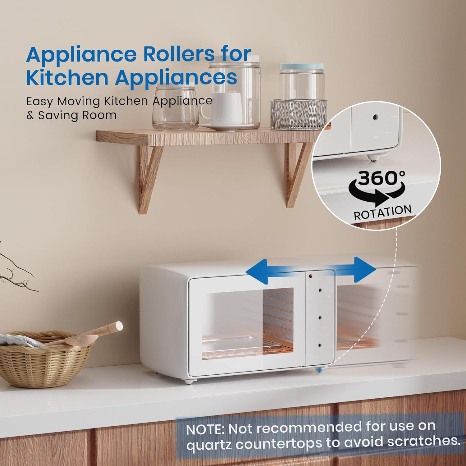 Self Adhesive Caster Wheels, Appliance Rollers for Kitchen Appliances, 360&deg; Swivel Mini Universal Wheel Roller Casters, Sticky Pulley for Trash Can, Storage Box, Appliance Slider (8, White-Swivel) image number 3