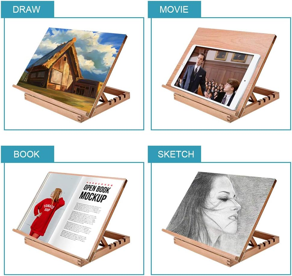 Tabletop Easel A3 Painting Easel with Smooth Surface, Adjustable Angle Art Easel for Artists, Children, Beginners & Student image number 5