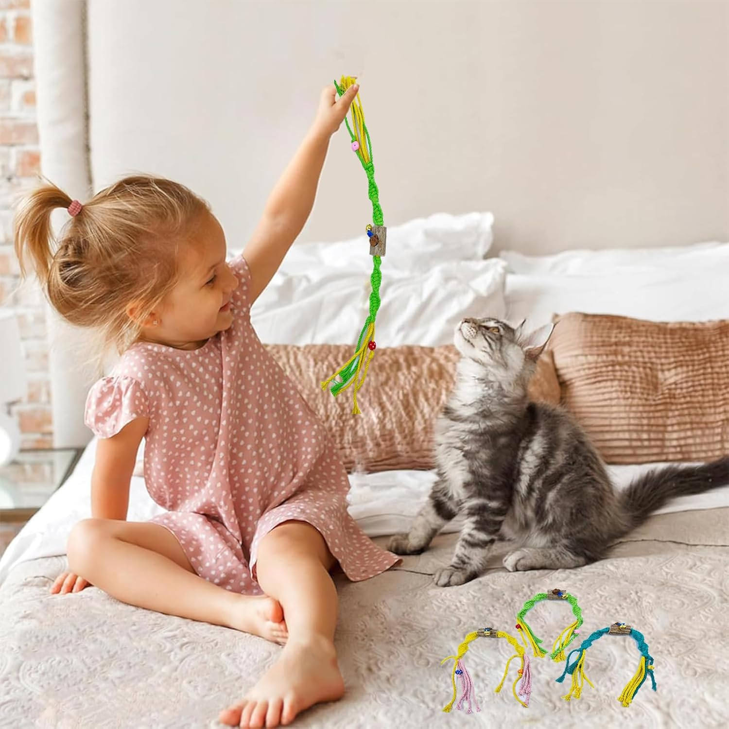 Cat Toys Chew Ropes - 3 Pack Catnip Toys for Teeth Cleaning Large Cat Chew Toys for Teeth Cleaning,Cat Toys with Catnip,Interactive Cat Nip Kicker Toys for Cats Kittens Exercise