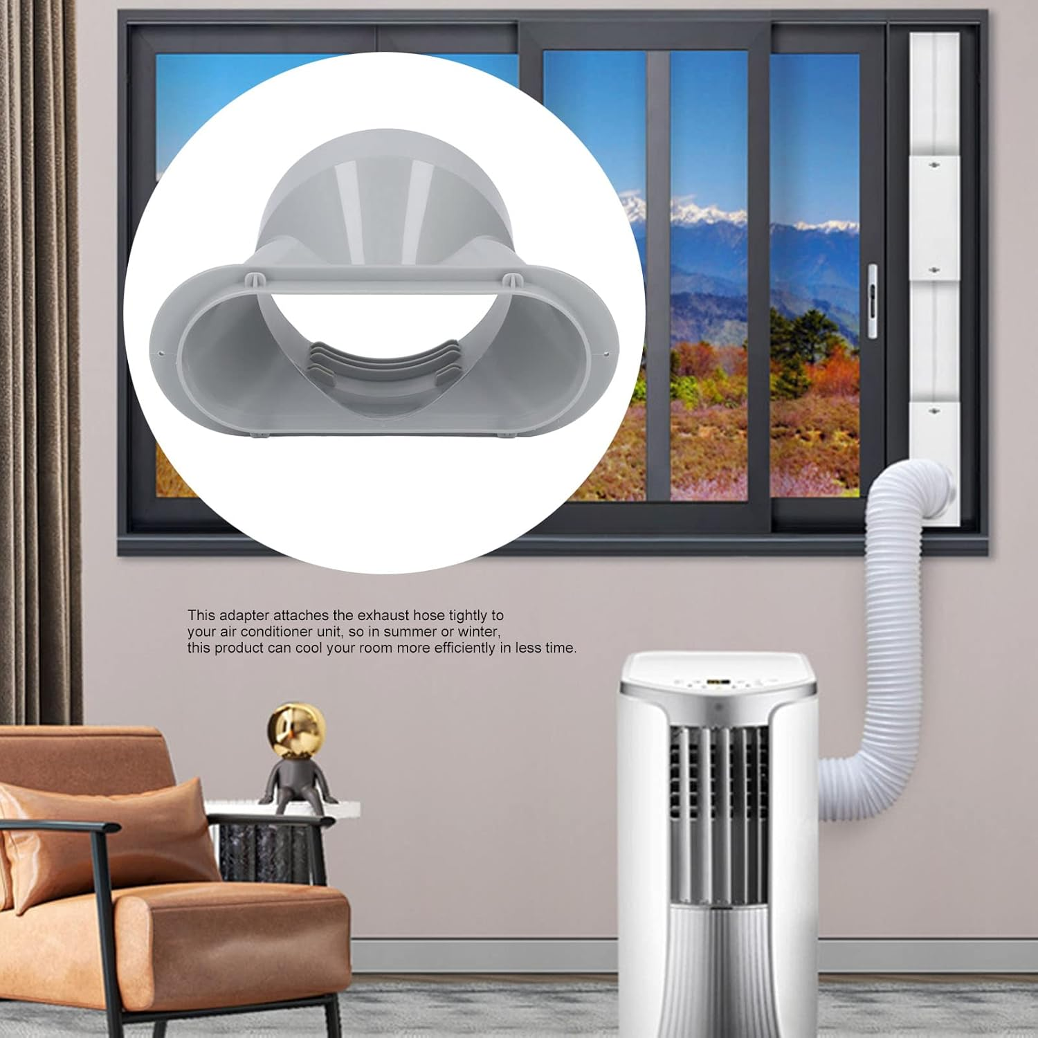 Ejoyous 5In Portable Air Conditioner Exhaust Hose Sealing Connector, ABS Material, Prevent Heat/Cold Leakage, Boost Cooling Efficiency, for Universal 130Mm Diameter AC Exhaust Pipes