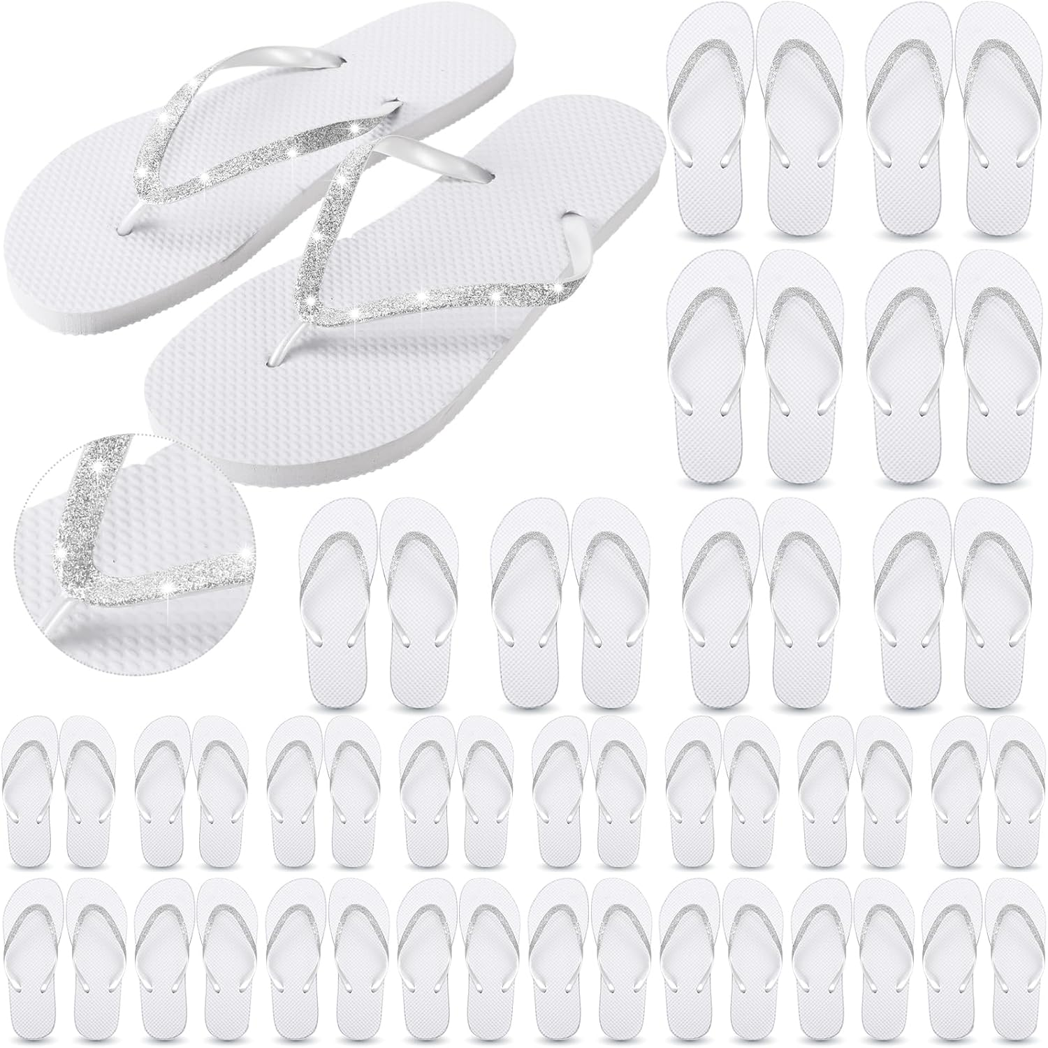 Ramede 24 Pairs Flip Flops Bulk Soft Wedding Sandals Hotel Spa Wedding Slippers for Guest Pool Shower Party Reception