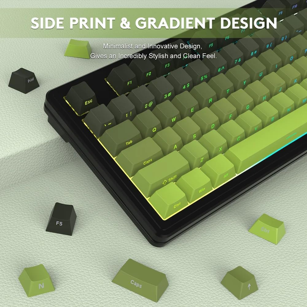 Attack Shark M87PRO TKL Wireless Mechanical Gaming Keyboard, BT 5.0/2.4G/USB-C Wired Hot Swap RGB Keyboard 80% US Layout, Linear White Switches Gradient Side Print PBT Keycaps for PC Mac - Matcha image number 4