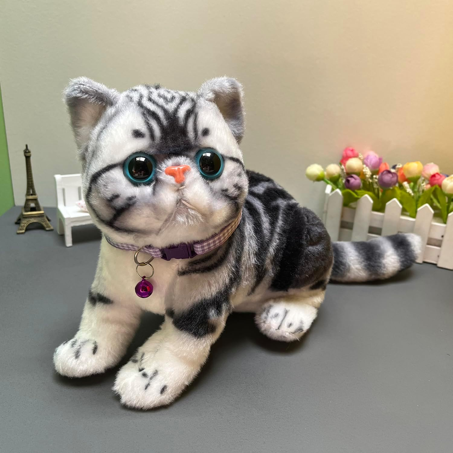 2 Pieces Plaid Cat Collar with Bells for Cat - Pinkpurple image number 3