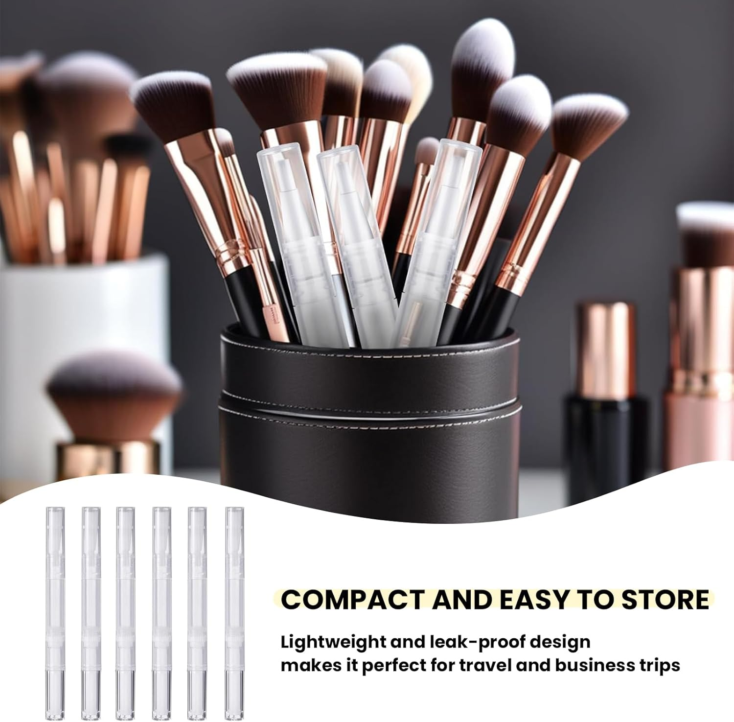 Agwenkui Transparent Twist Pens, 6 Pack 2 Ml Disposable Nail Twist Pens - Empty Cuticle Oil Pen with Fine Brush Tip for Liquid Nails Application and Cuticle Care Refillable Cosmetic Container Pen image number 3