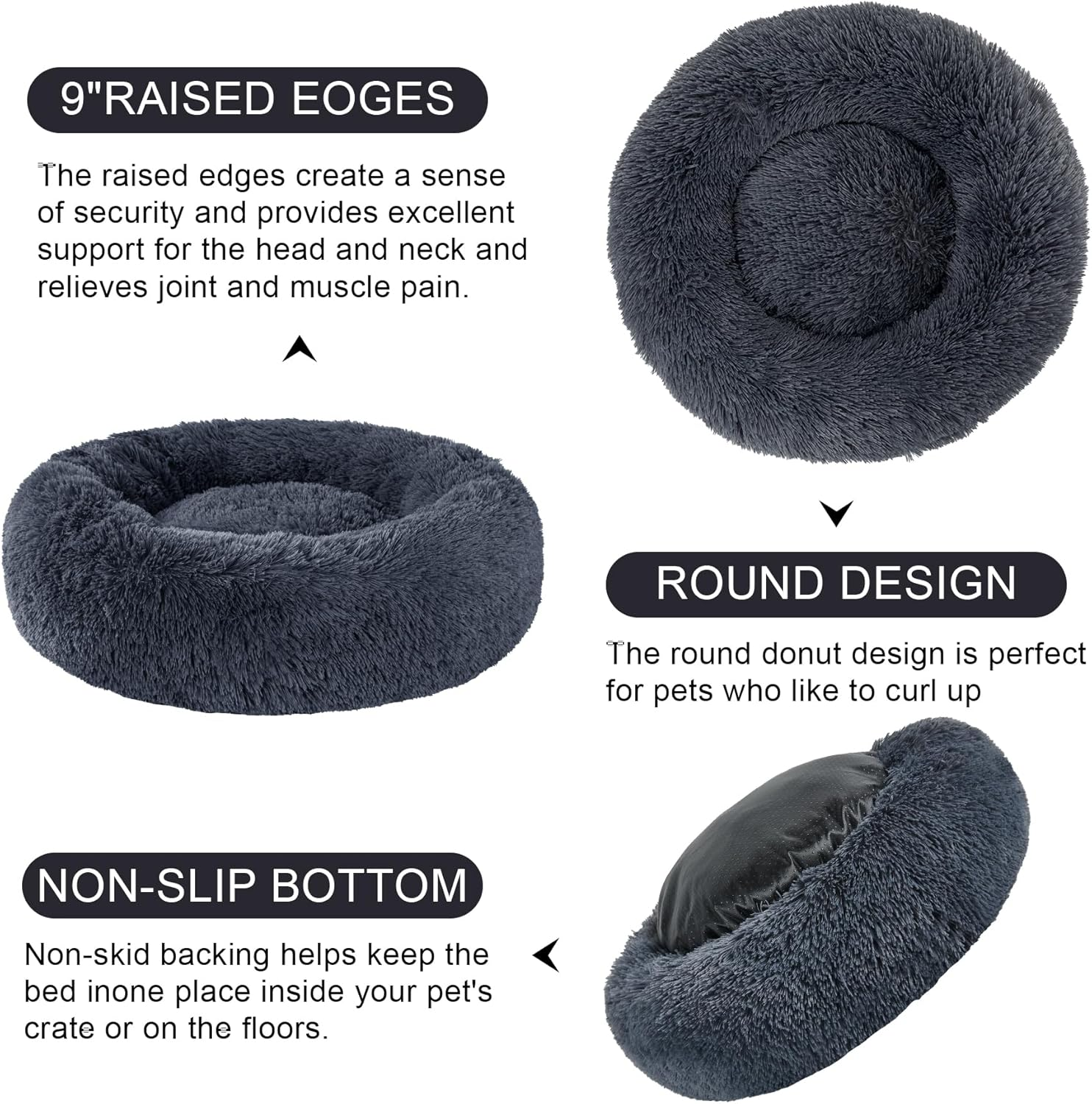 Kimpets Snuggle Dog Bed, Comfy Calming Dog Bed, Machine Washable Dog Bed for Medium Dogs, Cute&Fuzzy&Anti Anxiety Dog Bed, 27.5'' Soft Bean Dog Bed, up to 25Lbs Cozy&Comfy Dog Beds for Medium Dogs image number 6