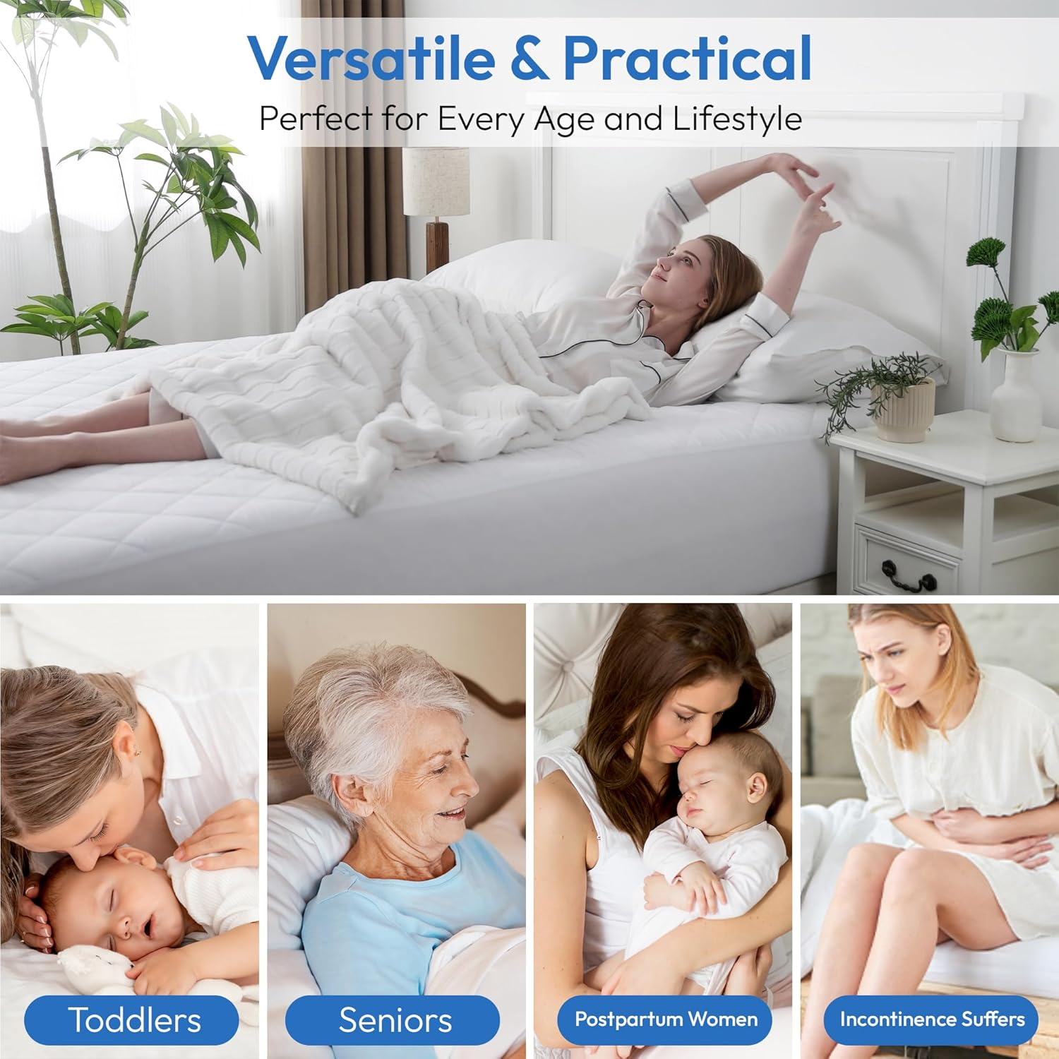 LINENOVA 100% Waterproof Cotton Mattress Protector - King Single, Soft Quilted Fitted Mattress Pad Cover - Hypoallergenic & Anti-Bacterial - Machine Washable - 40Cm Deep Pocket - 2 Pack image number 5