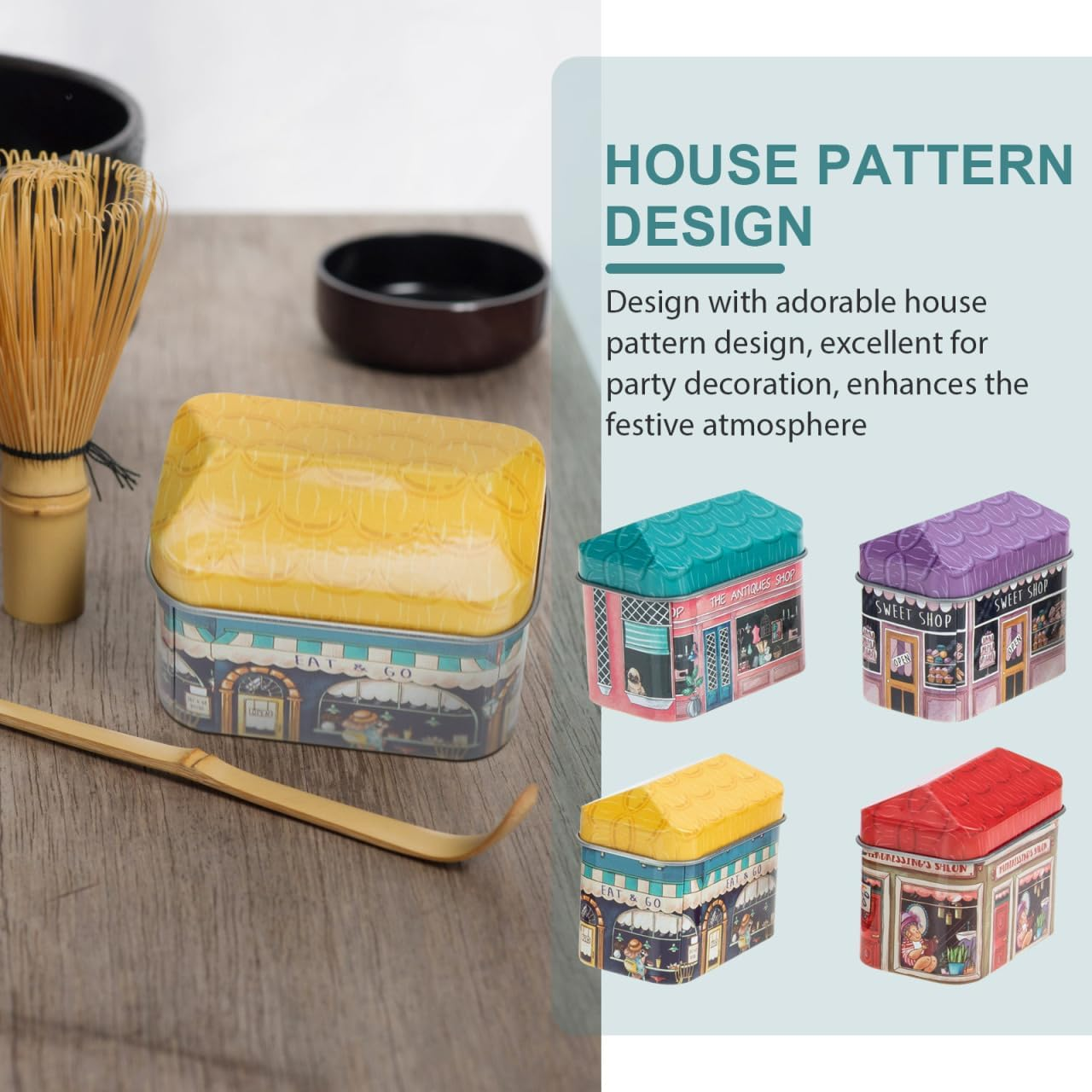 STOBOK Cartoon Storage Box - Mini House Tinplate Containers for Candy Cookies and Small Gifts Perfect for Festive Decor and Home Organisation image number 6