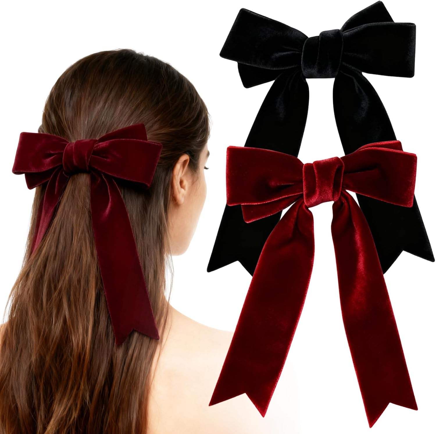 Bow Hair Clip Velvet Hair Bow Clips, French Hair Clips with Large Bow Hair Accessories for Women and Girls Fashishengdankuan image number 1