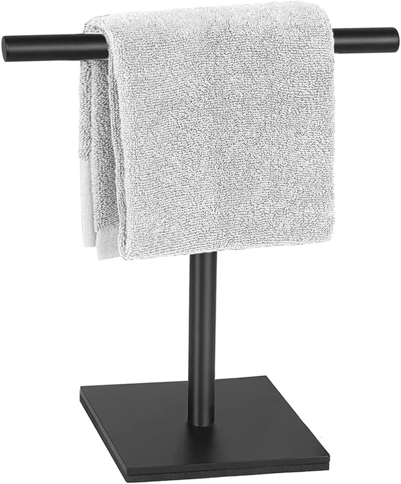 Hand Towel Holder Stand for Bathroom Vanity Countertop Matte Black T-Shape Towel Bar Rack Stand Towel Bar for Bathroom Kitchen