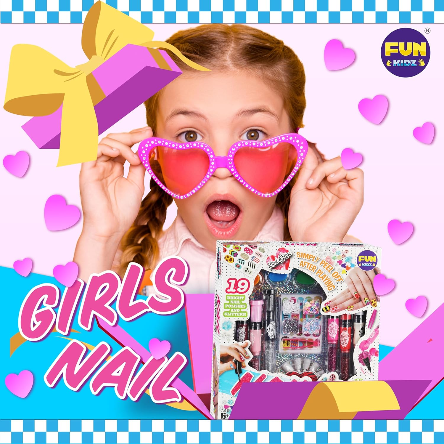 Nail Polish Pens Kit for Girls Ages 7-12, Funkidz Nail Pen Combo Kit Teen Gift Peelable Nail Art Studio Set with Cool Girly Decoration Stuff Pearl Beads, Glitter, Nail Stickers, Nail File, Gems image number 1