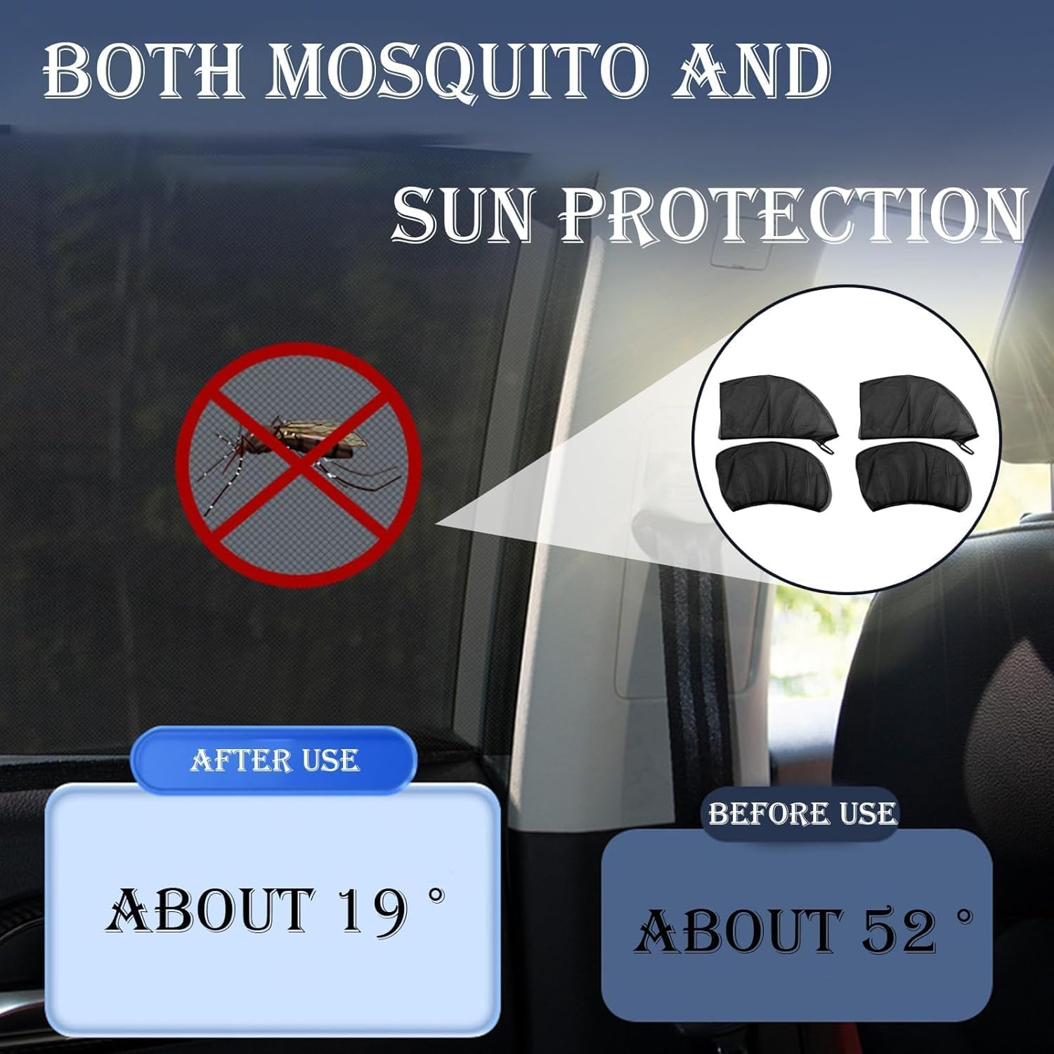 4 Pack Car Window Shade 丨General Motors Car Window Sunshades,Breathable Mesh Baby Sunshades, Can Crotect Children from Direct Sunlight and Ultraviolet Rays. image number 4