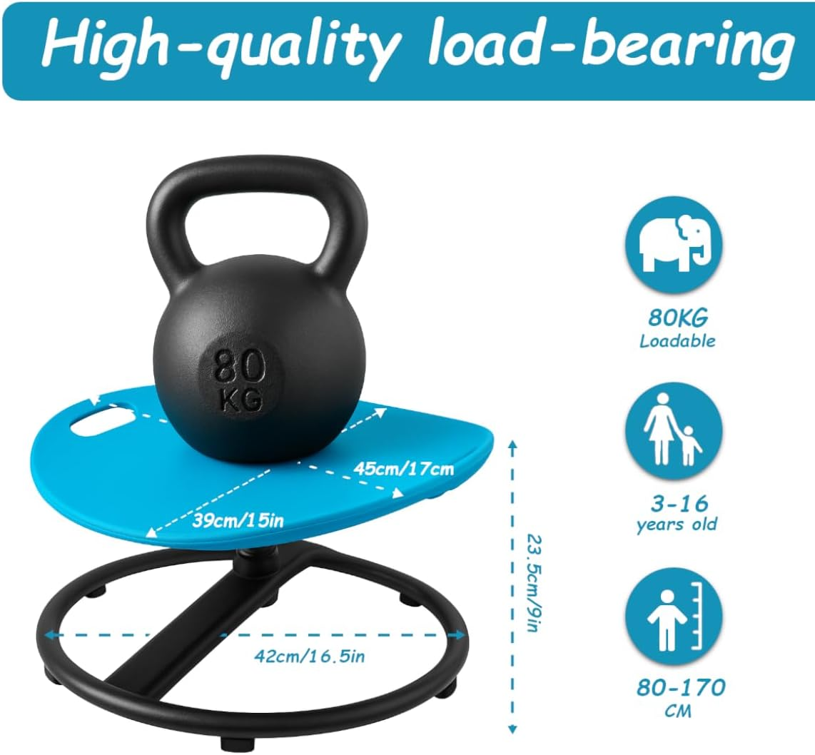 Spinning Chair for Autistic Kids - Sensory Swivel Chair with Safety Handle, Non-Slip Base, for Children with Autism & ADHD (Blue) image number 1