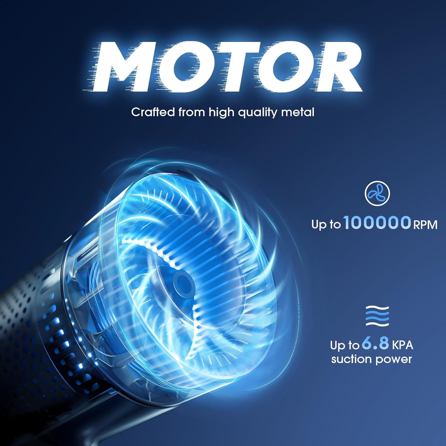 Ngteco Compressed Air Duster 3-Gear 100000RPM, with LED Light,3 in 1 Handheld Vacuum Cleaner ，Replace Canned Duster,Rechargeable Cordless Air Duster for Computer/Keyboard/Laptop/Car Cleaner AD12 image number 4