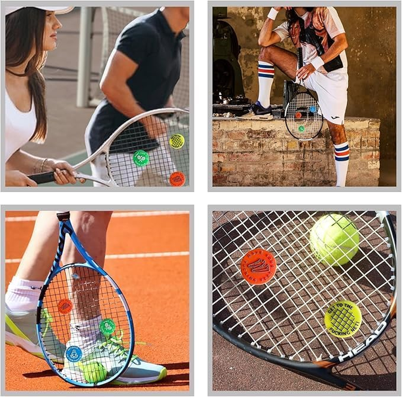 Tennis Racket Vibration Dampener, 8Pcs Funny Tennis Racket Damper Shock Absorber, Silicone Funny Word Racquet Dampener Keep You on Your Tennis image number 1