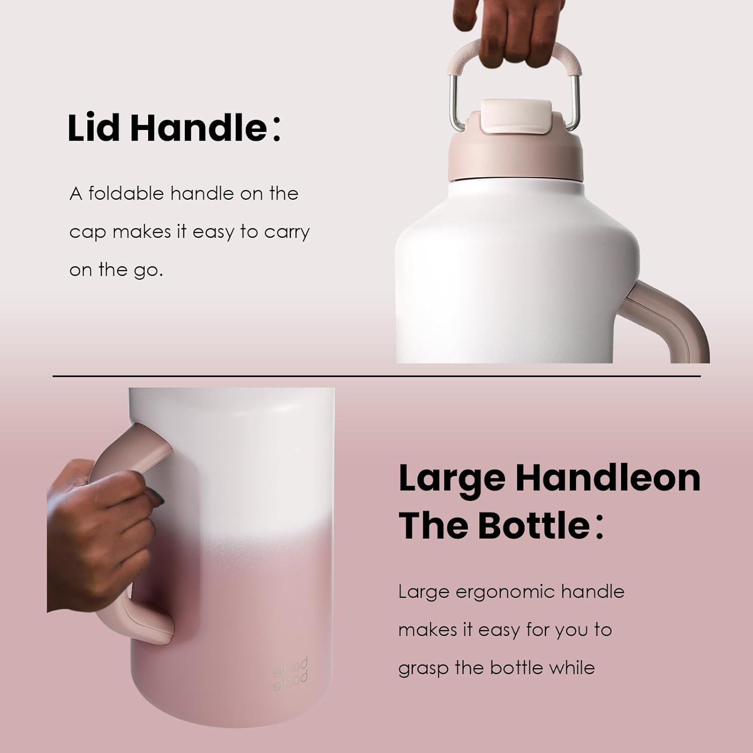 Bottle Bottle Insulated Water Bottle 64 Oz with Straw and Dual-Use Lid Stainless Steel Water Bottle with Handle Vacuum Stainless Steel Jug for Workout and Sports Pink Gradient image number 2