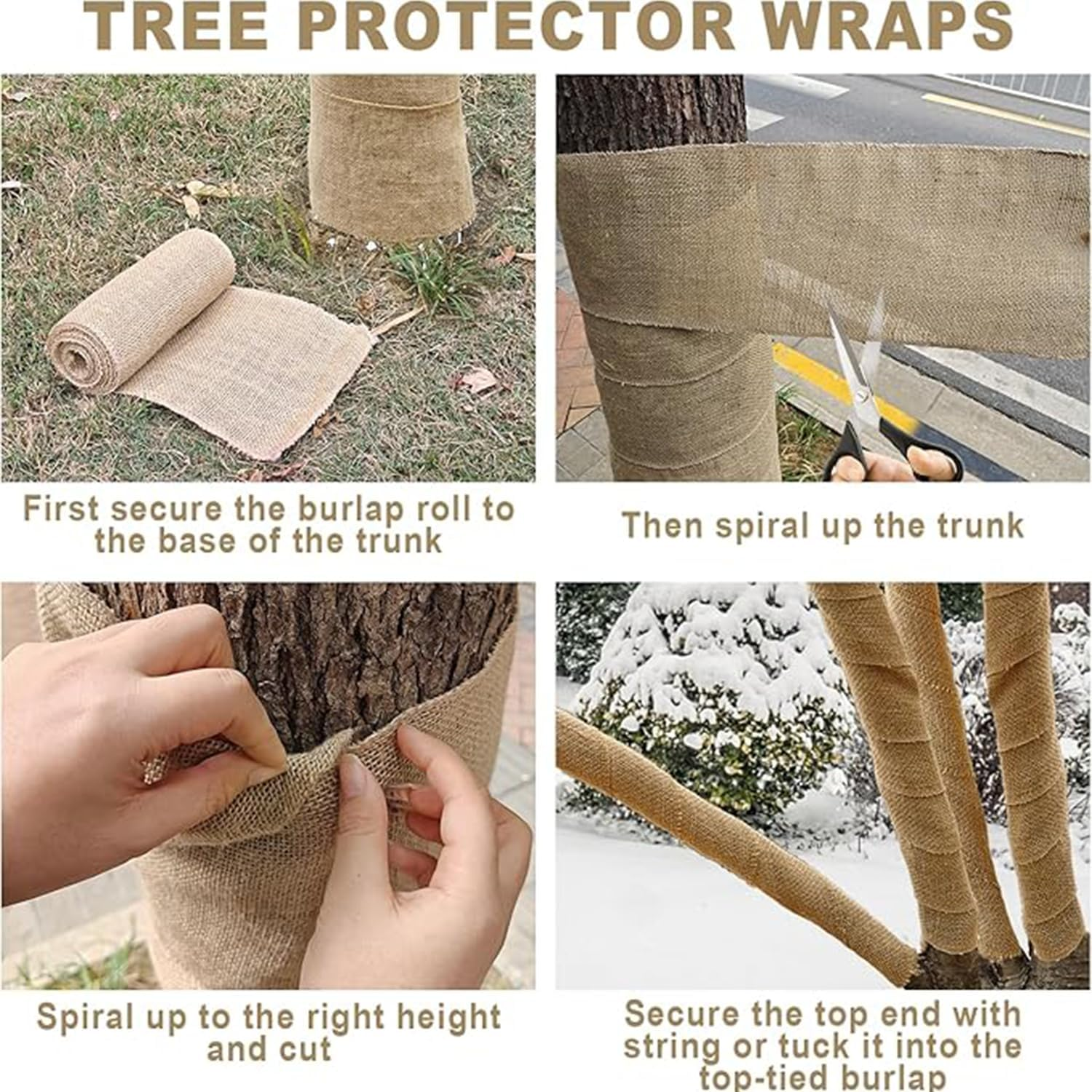 Natural Burlap Tree Protector Wrap Protect against Pests Weather Promote Healing for Damaged Tree Trunks in Gardens Yards Orchards（20Cm*5M） image number 5