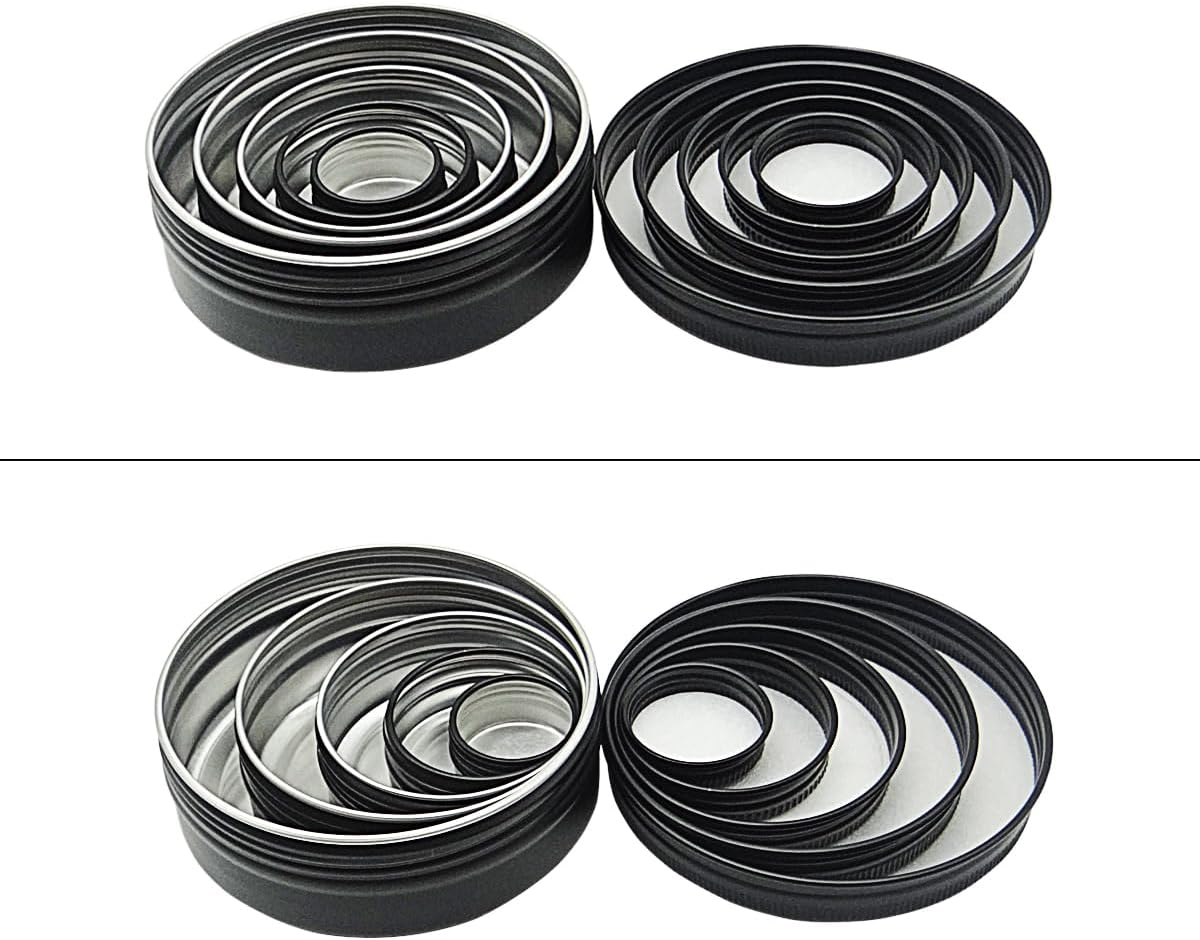 10Pack Aluminum Tin Jars 60Ml, 15Ml Black Empty Container, 30Ml Travel Makeup Tin 100G Pot, 2Oz Refillable Small Cosmetic Cans for DIY Cream Sample Powder Candle Tea Paint Slime (Mixed Size) image number 2
