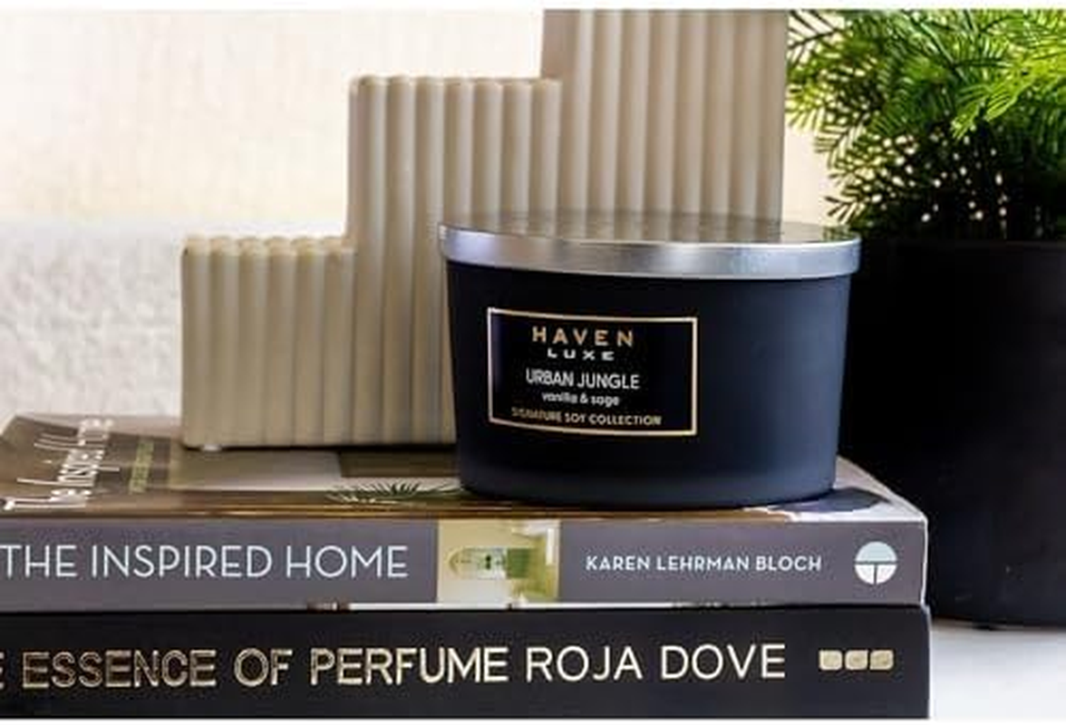 Haven Vanilla & Sage Scented Candle in Glass Jar - Clean-Burning Soy Wax Blend with Natural Cotton Wick - Long-Lasting Aromatherapy Candle for Home Decor & Fragrance image number 4