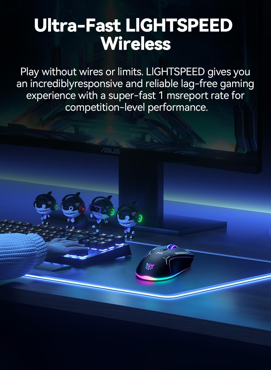 Wireless Gaming Mouse, 4 Adjustable DPI, Ergonomic Optical Office Mouse, 7 Buttons Corded Mice Wired/Wireless Gamer Mouse Rapid Fire Key,For Window/Pc/Laptop/Desktop/Mac/Chromebook image number 5