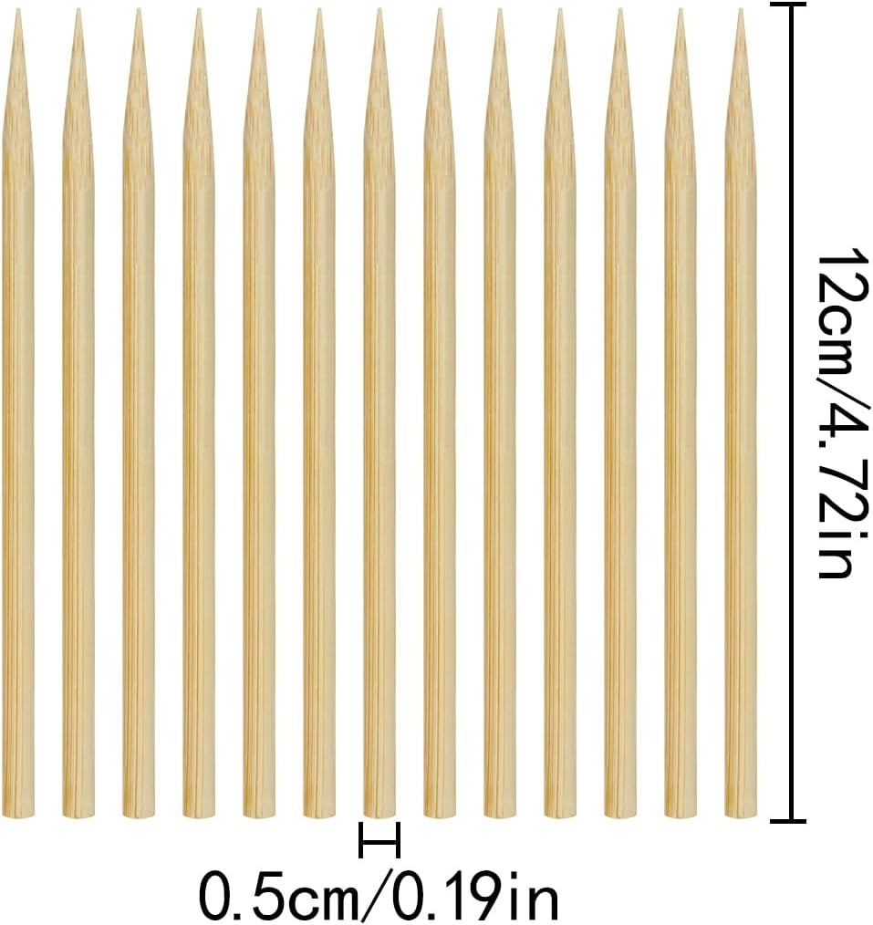 Bamboo Skewers, 100 PCS Wooden Thick Barbecue Skewers for Marshmallow, Lollipops, Baked Apples, Hot Dogs, Corn (5 X 120Mm) image number 2