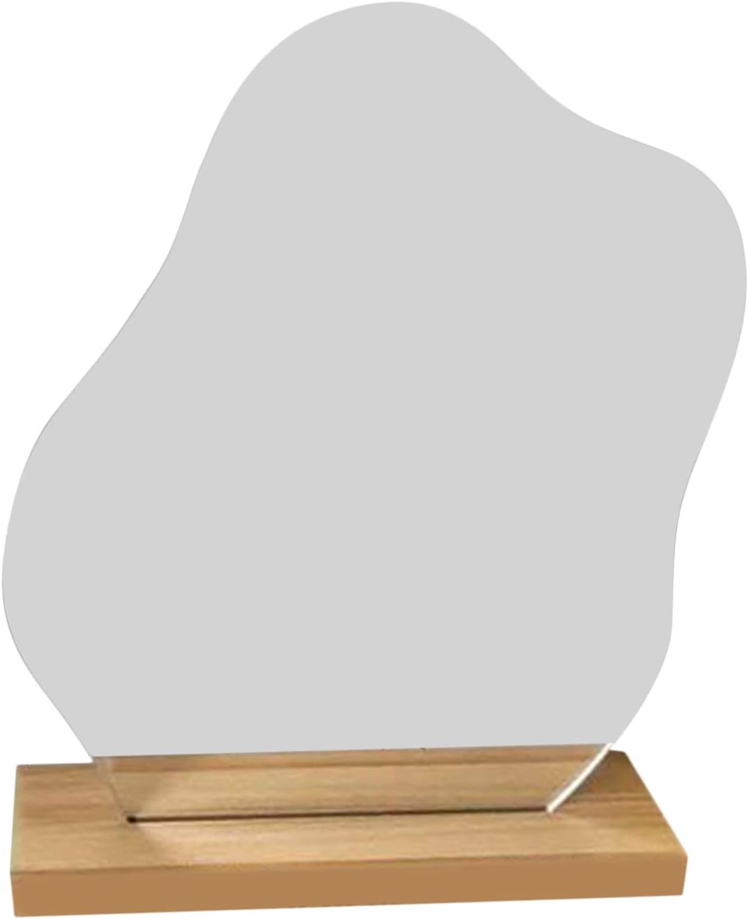 F Fityle Irregular Acrylic Makeup Mirror Korean Ins Style Simple Mirror with Wooden Base Vanity Mirror Desktop Beauty Mirror Shooting Props - 24X19Cm