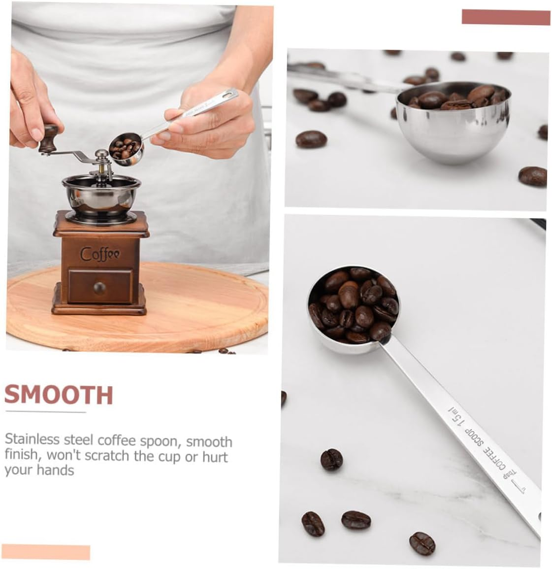 HOODANCOS 2Pcs Stainless Steel Coffee Measuring Spoons 15Ml Baking Scoops Small Measuring Spoons for Powder Tea Canisters image number 3