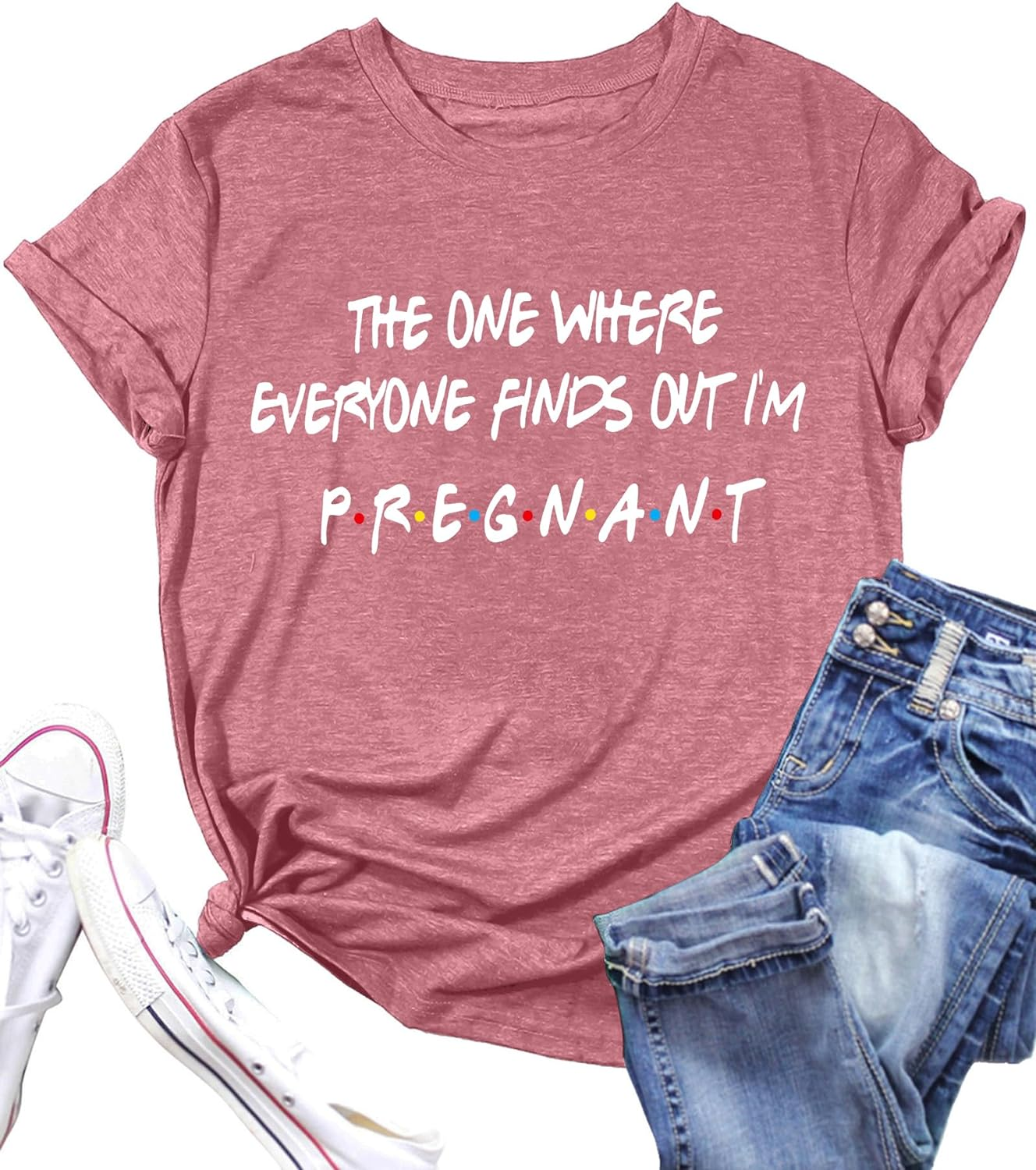 Pregnancy Announcement Shirts Women I'M Pregant T-Shirt Pregnant Mom T Shirt Funny Maternity Letter Print Tees