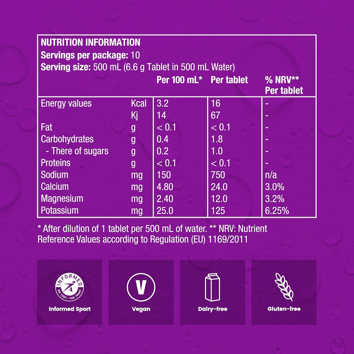 Precision Hydration Electrolyte Tablets - Multi Strength Effervescent Hydration Tablets - Combats Cramp - Low Calorie, Gluten Free, Vegan/Vegetarian Friendly(1 Tube, 1500Mg/L - Purple Tube) image number 4