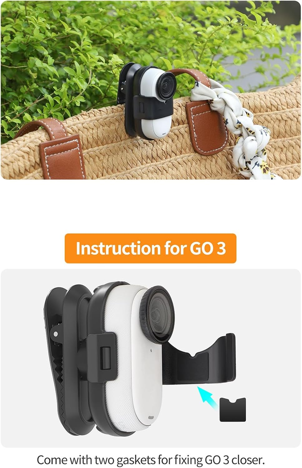 YUULNMOP 360&deg; Rotation Backpack Hat Clip Mount Compatible for Insta360 Go 3/Go 3S,Vertical & Horizontal Quick Release Clamp Adapter Mount for Insta360 Go 3S image number 1