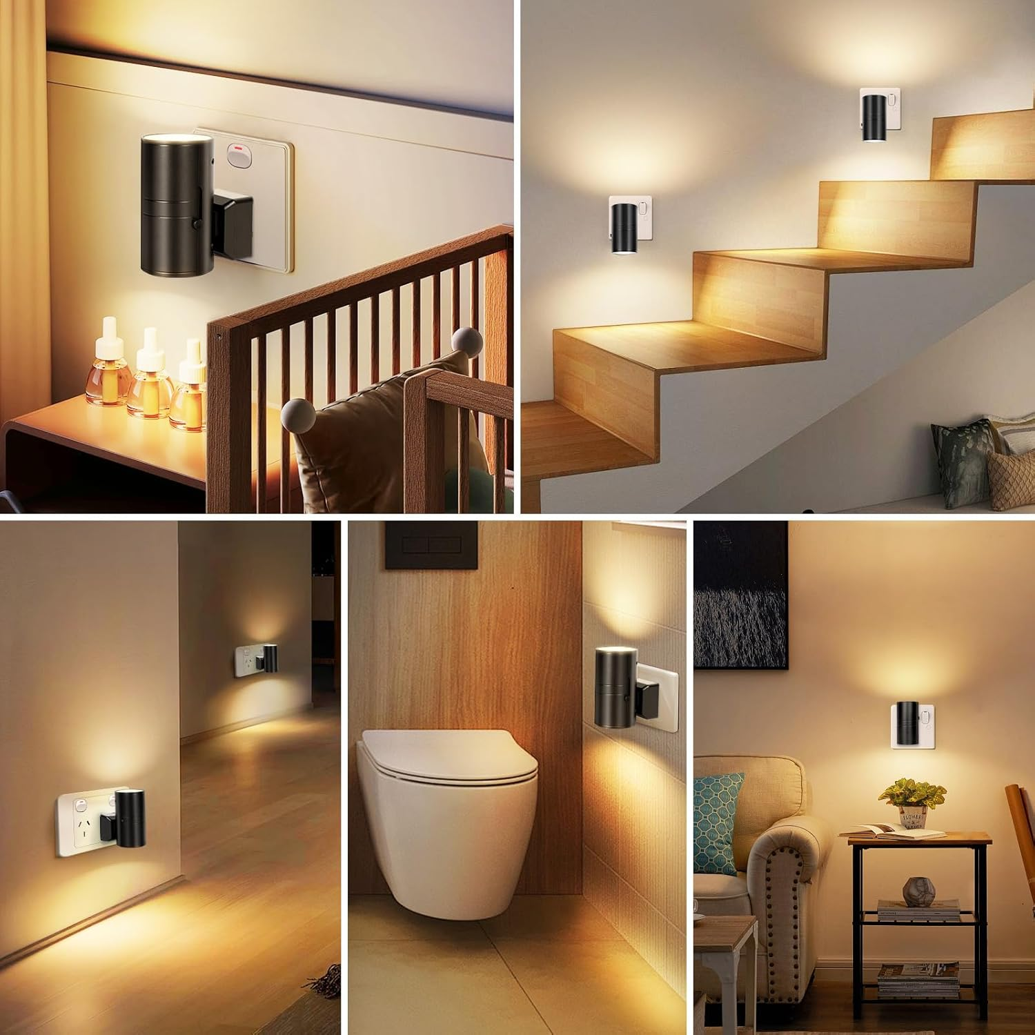 Plug in Night Light 4 Pack, LED Night Lights with Auto Dusk to Dawn Sensor, 3000K Warm White Dimmable LED Night Lamp for Kids, Sensor Nightlight for Bedroom, Baby Room, Kitchen, Bathroom, Stair image number 3